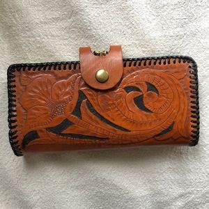 Vintage Leather Hand Tooled Wallet